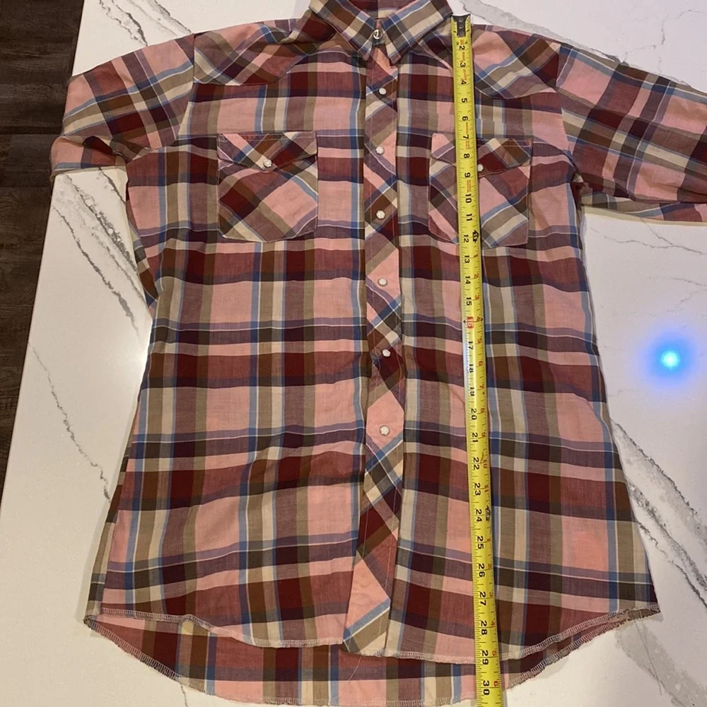 Wrangler Long Sleeve Pearl Snap Western Shirt L Made in the USA - Picture 10 of 12